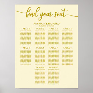 Poster Gráfico de Assentos de Casamento com Caligrafia Ma