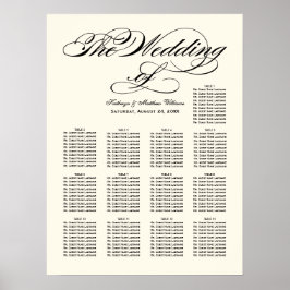 Póster Gráfico de Assentos de Casamento com Caligrafia Pr