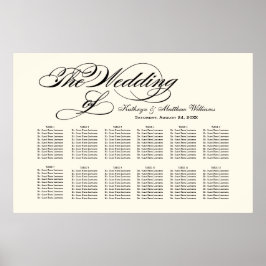 Poster Gráfico de Assentos de Casamento com Caligrafia Pr