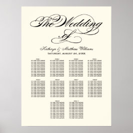 Póster Gráfico de Assentos de Casamento com Caligrafia Pr