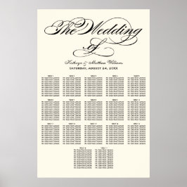 Póster Gráfico de Assentos de Casamento com Caligrafia Pr