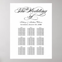 Gráfico de Assentos de Casamento com Caligrafia Pr