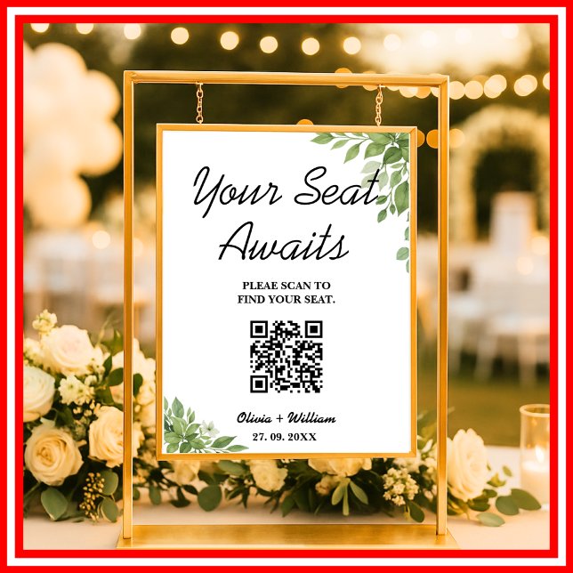 Poster Gráfico de Assentos de Casamento com Código QR de  (Criador carregado)