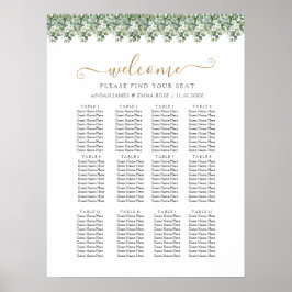 Poster Gráfico de Assentos de Casamento com Elegante Folh