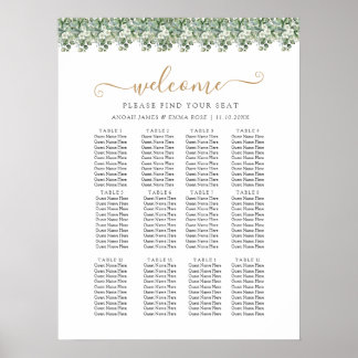 Poster Gráfico de Assentos de Casamento com Elegante Folh