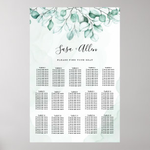 Poster Gráfico de Assentos de Casamento com Eucalipto Ver