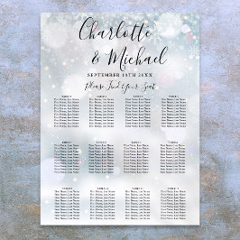 Poster Gráfico de Assentos de Casamento com Flocos de Nev