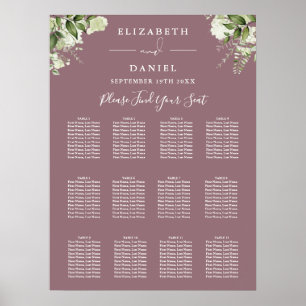 Poster Gráfico de Assentos de Casamento com Flora Verde e