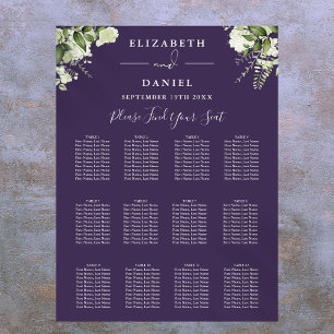 Poster Gráfico de Assentos de Casamento com Flora Verde e
