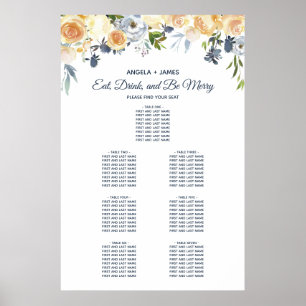 Poster Gráfico de Assentos de Casamento com Flores de Cor