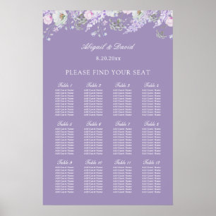 Poster Gráfico de Assentos de Casamento com Flores de Lav