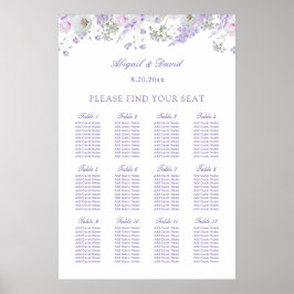 Poster Gráfico de Assentos de Casamento com Flores de Lil