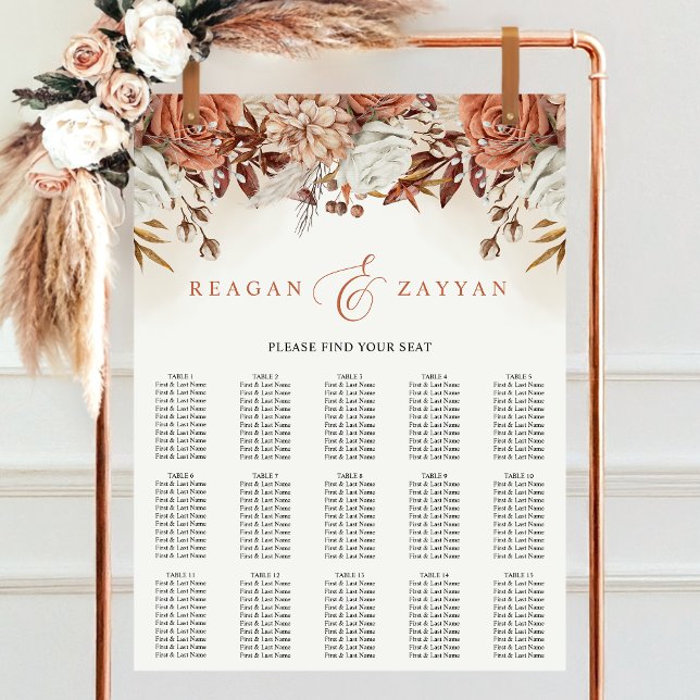 Poster Gráfico de Assentos de Casamento com Flores de Ter (Criador carregado)