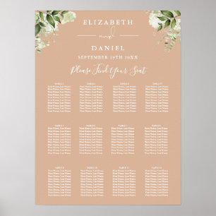 Poster Gráfico de Assentos de Casamento com Flores Verdej