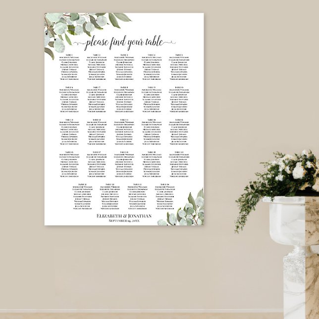 Poster Gráfico de Assentos de Casamento com Folhagem de E (On Wall in situ)