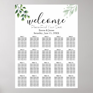 Poster Gráfico de Assentos de Casamento com Folhagem Mode