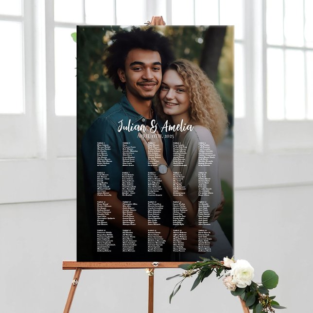 Poster Gráfico de assentos de casamento com foto editável (Criador carregado)