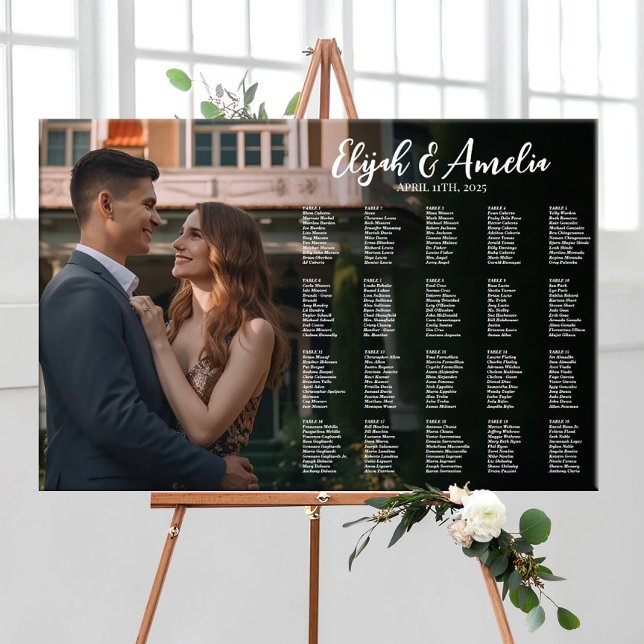 Poster Gráfico de assentos de casamento com foto editável (Criador carregado)