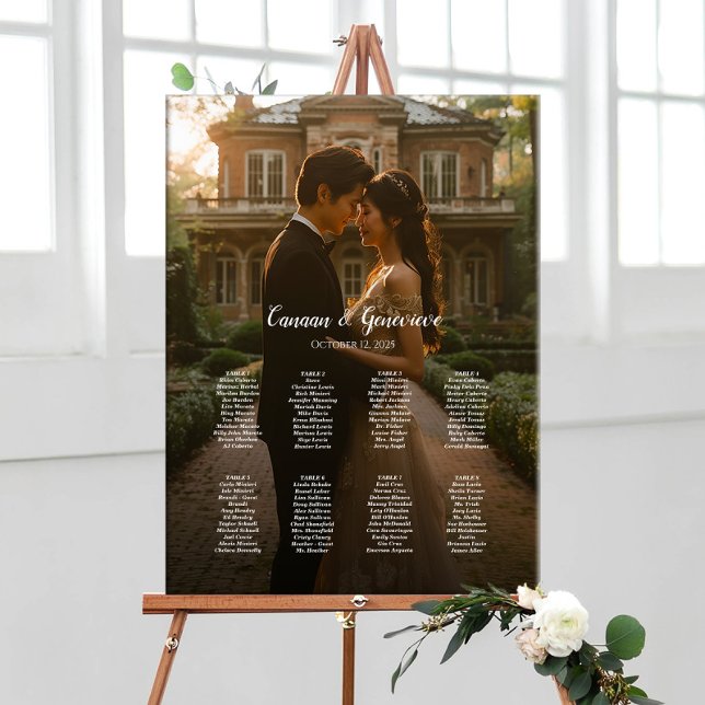 Poster Gráfico de assentos de casamento com fotos elegant (Criador carregado)