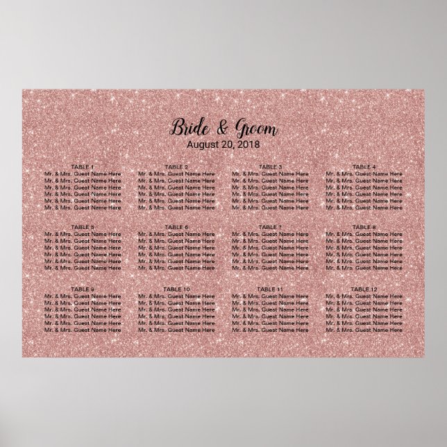 Poster Gráfico de Assentos de Casamento com Glitter Doura (Frente)