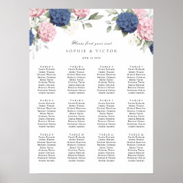 Poster Gráfico de Assentos de Casamento com Hortênsia Flo