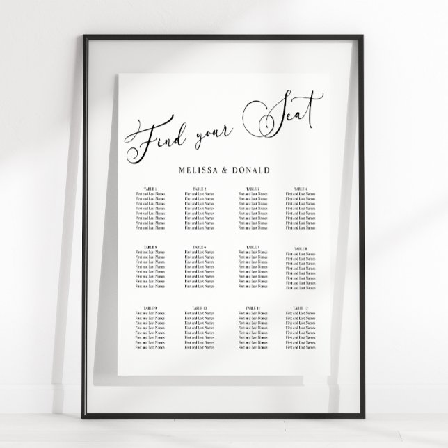Poster Gráfico de Assentos de Casamento com Letra Simples (Criador carregado)