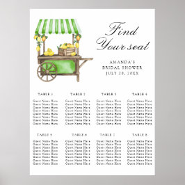 Poster Gráfico de assentos de casamento com limão em aqua