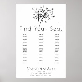 Poster Gráfico de Assentos de Casamento com Logotipo de D
