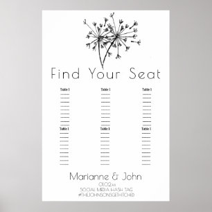 Poster Gráfico de Assentos de Casamento com Logotipo de D