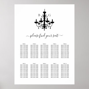 Poster Gráfico de Assentos de Casamento com Lustre Preto 