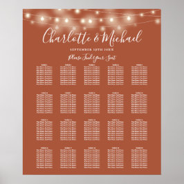 Poster Gráfico de Assentos de Casamento com Luzes de Cord