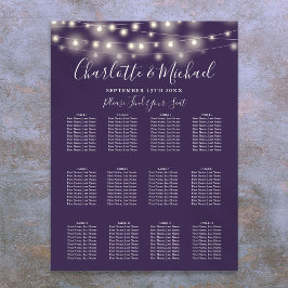 Poster Gráfico de Assentos de Casamento com Luzes de Cord