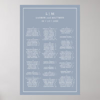 Gráfico de Assentos de Casamento com Monograma Azu