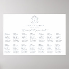 Poster Gráfico de Assentos de Casamento com Monograma Cri
