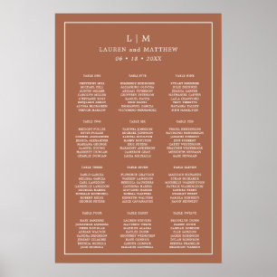 Poster Gráfico de Assentos de Casamento com Monograma de