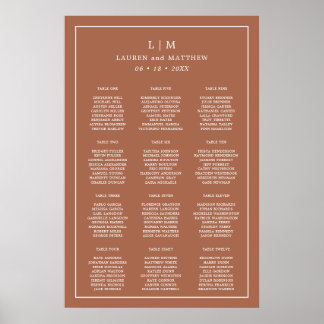 Poster Gráfico de Assentos de Casamento com Monograma de 
