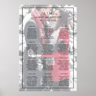 Poster Gráfico de Assentos de Casamento com Monograma de