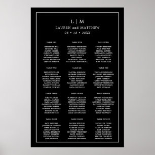 Poster Gráfico de Assentos de Casamento com Monograma Pre
