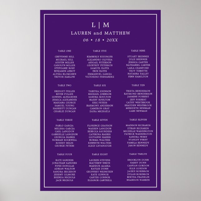 Poster Gráfico de Assentos de Casamento com Monograma Rox (Frente)