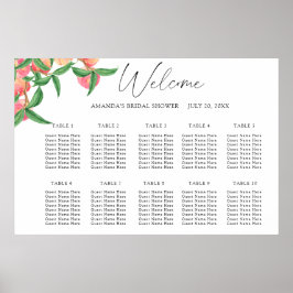 Poster Gráfico de assentos de casamento com pêssegos em a