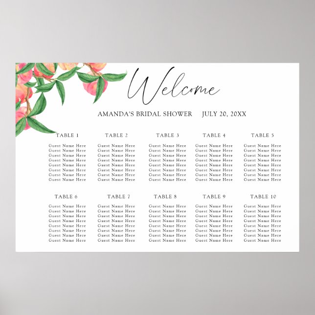 Poster Gráfico de assentos de casamento com pêssegos em a (Frente)