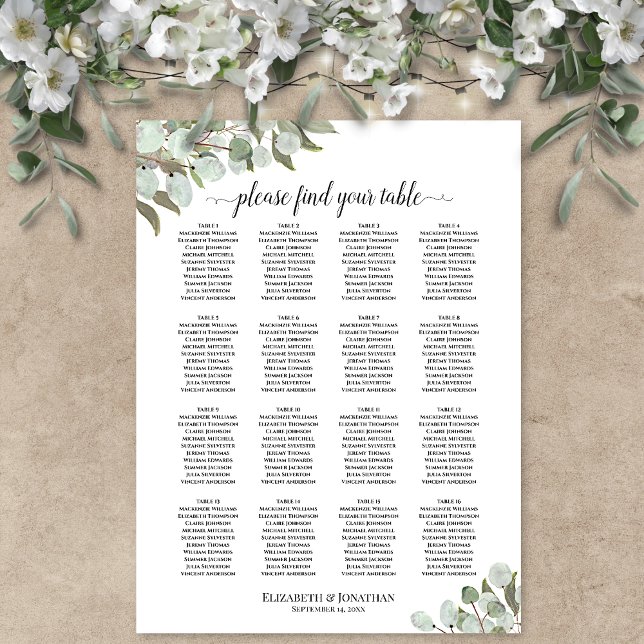 Poster Gráfico de Assentos de Casamento com Raminhos de E (In Situ on Wall with Flowers)