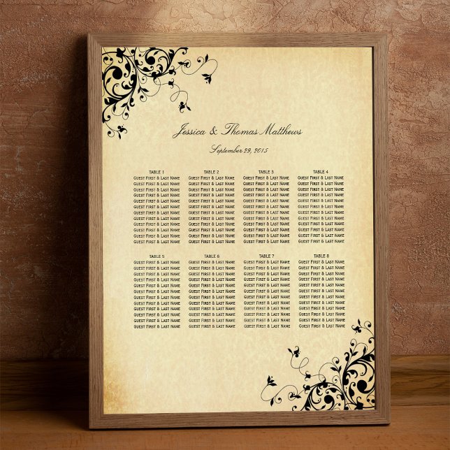 Poster Gráfico de Assentos de Casamento com Redemoinhos A (Criador carregado)