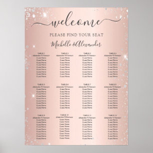 Poster Gráfico de assentos de casamento com relva rosa do