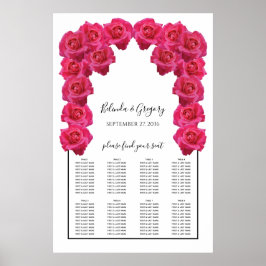 Poster Gráfico de Assentos de Casamento com Rosas Pink Rú