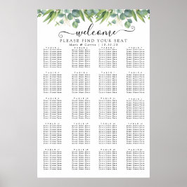 Poster Gráfico de Assentos de Casamento com Simples Verde