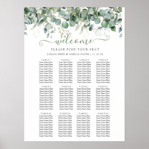 Poster Gráfico de Assentos de Casamento com Simples Verde