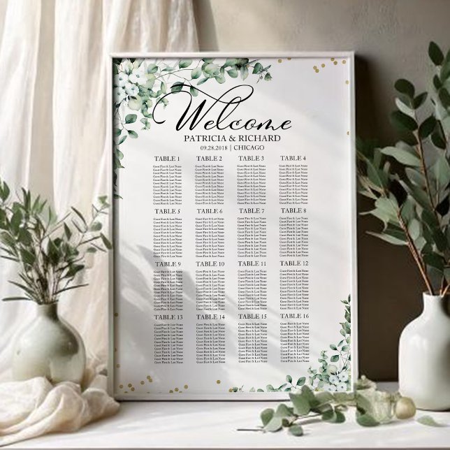 Poster Gráfico de Assentos de Casamento com Vegetação (Criador carregado)