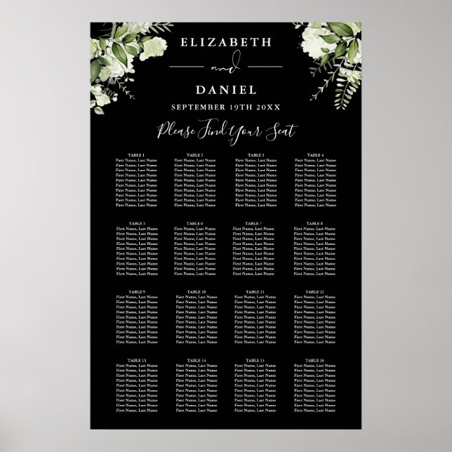 Poster Gráfico de Assentos de Casamento com Vegetação em  (Frente)