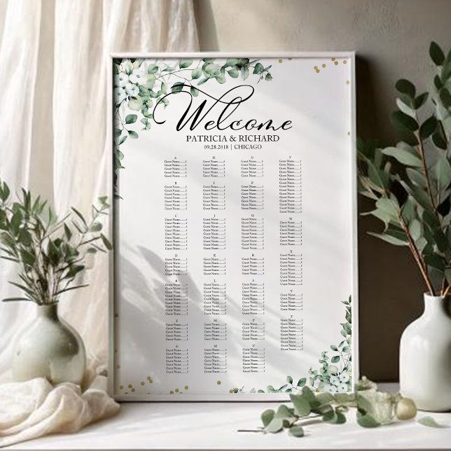 Poster Gráfico de Assentos de Casamento com Verde em Orde (Criador carregado)
